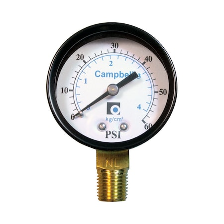 B & K Campbell 2 in. Brass Pressure Gauge 60 psi PG4T-NL